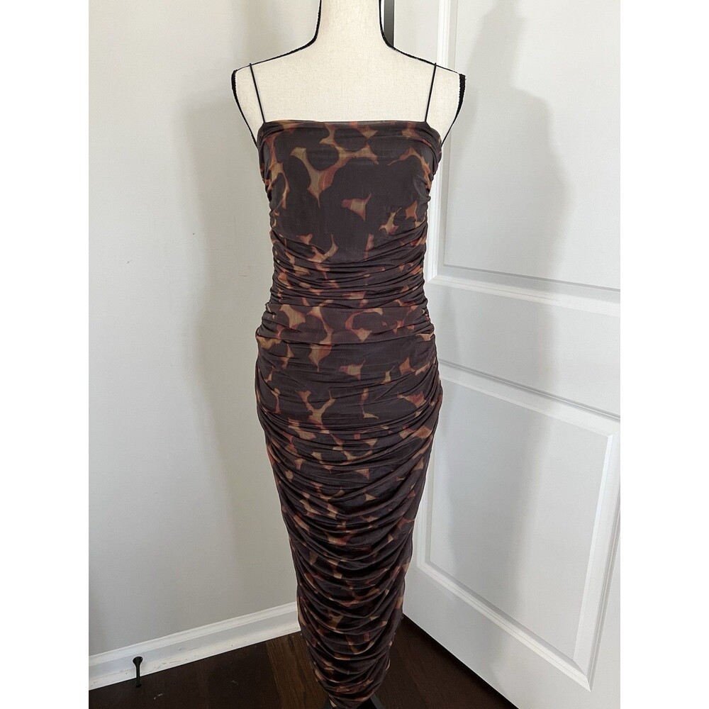 Future Collective Giraffe Print Rouched Slip Dress Small EUC